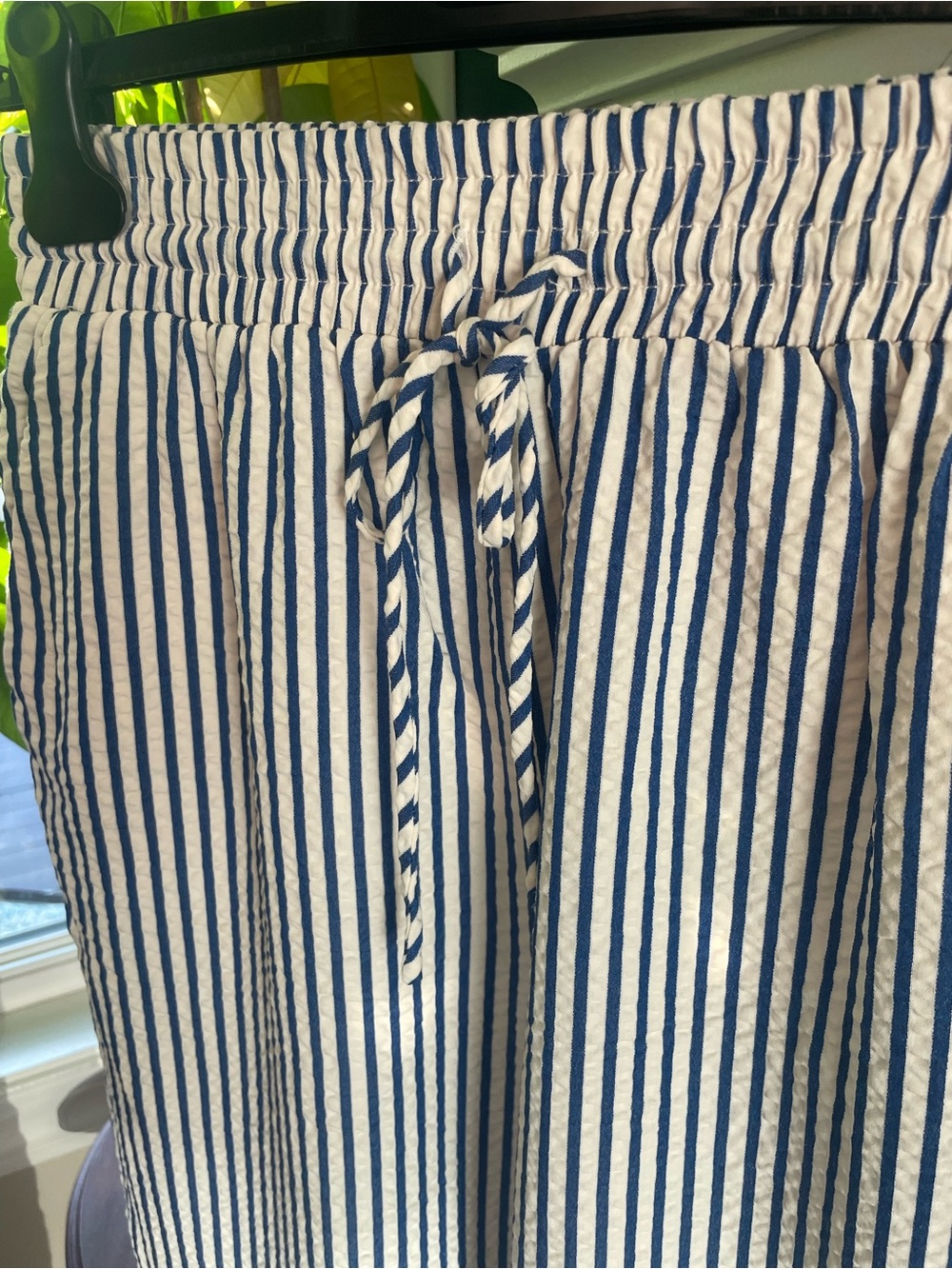 Draper James Navy & White Striped Wide Leg Pants